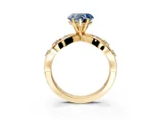 Solitaire Engagement Ring Setting for Fancy Blue Heart-Shaped Center with Criss-Cross Accent Band and Prong Head in Yellow Gold