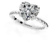 Solitaire Engagement Ring Setting for Heart-Shaped Center with Plain Twisted Rope Band and Prong Head in White Gold