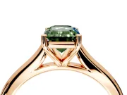 Solitaire Engagement Ring Setting for Fancy Green Emerald Cut Center with Narrow Cathedral Band and Prong Head in Rose Gold