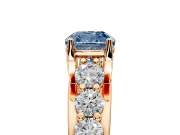 Solitaire Engagement Ring Setting for Fancy Blue Cushion Cut Center with Graduated Shared Prongs and Prong Head in Rose Gold