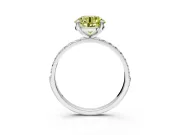Solitaire Engagement Ring Setting for Fancy Yellow Round Cut Center with Pave Accents and Prong Head in Sterling Silver