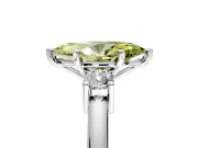 3 Stone Engagement Ring Setting for Fancy Yellow Marquise Center with Wide Plain Band and Prong Head in White Gold