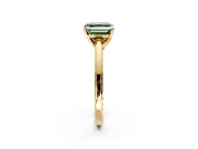Solitaire Engagement Ring Setting for Fancy Green Asscher Cut Center with Flat-Sided Plain Band and Prong Head in Yellow Gold