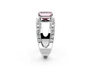 Solitaire Engagement Ring Setting for Fancy Pink Asscher Cut Center with Wide-Open Split Shank and Prong Head in Sterling Silver