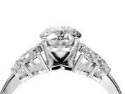 Leaf Cluster Engagement Ring Setting for Oval Center with Marquise Accents and Prong Head in Platinum