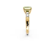 5 Stone Engagement Ring Setting for Fancy Yellow Asscher Cut Center with Plain Band and Prong Head in Yellow Gold