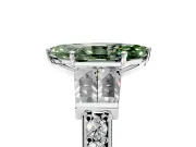 Channel-Set Engagement Ring Setting for Fancy Green Marquise Center with Baguette Band and Prong Head in Sterling Silver