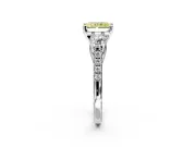 3 Stone Engagement Ring Setting for Fancy Yellow Radiant Cut Center with Crossover Basket, Pave Band and Prong Head in Sterling Silver
