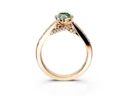 Solitaire Engagement Ring Setting for Fancy Green Marquise Center with Crossover Accents and Prong Head in Rose Gold