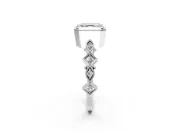 Milgrain Bezel Engagement Ring Setting for Asscher Cut Center with Marquise Stations and Bezel Head in Platinum