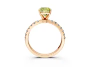 Open Basket Engagement Ring Setting for Fancy Yellow Cushion Cut Center with Pave Band and Prong Head in Rose Gold