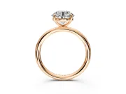 Low-Set Solitaire Engagement Ring Setting for Round Cut Center with Thin Plain Band and Prong Head in Rose Gold