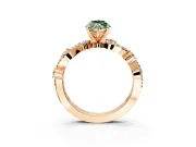 Solitaire Engagement Ring Setting for Fancy Green Marquise Center with Bar-Station Pave Twist and Prong Head in Rose Gold