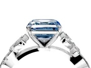 Floral Engagement Ring Setting for Fancy Blue Asscher Cut Center with Trailing Marquise Accents and Prong Head in White Gold