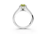 Halo Engagement Ring Setting for Fancy Yellow Emerald Cut Center with Knife Ridge Cathedral Band and Prong Head in Sterling Silver