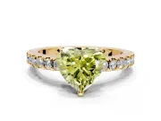Solitaire Engagement Ring Setting for Fancy Yellow Heart-Shaped Center with Single Row Accent Band and Prong Head in Yellow Gold