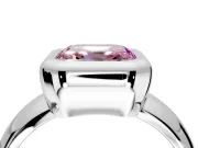 Solitaire Engagement Ring Setting for Fancy Pink Asscher Cut Center with Wide Band and Bezel Head in Sterling Silver