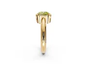 Halo Engagement Ring Setting for Fancy Yellow Cushion Cut Center with Tapered Plain Band and Prong Head in Yellow Gold