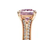 Solitaire Engagement Ring Setting for Fancy Pink Princess Cut Center with Pave Rail Split Shank and Prong Head in Rose Gold