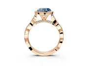 Halo Engagement Ring Setting for Fancy Blue Heart-Shaped Center with Twist Band and Prong Head in Rose Gold