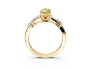Bar-Set Engagement Ring Setting for Fancy Yellow Pear-Shaped Center with Tapered Baguette Accents and Prong Head in Yellow Gold