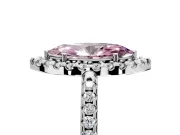 Pave Halo Engagement Ring Setting for Fancy Pink Marquise Center with Single Row Pave Band and Prong Head in White Gold