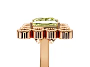 Cluster Halo Engagement Ring Setting for Fancy Yellow Princess Cut Center with Milgrain Bezel Accents and Prong Head in Rose Gold
