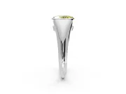 Tension Engagement Ring Setting for Fancy Yellow Oval Center with Wide Tapered Band and Tension Head in Platinum