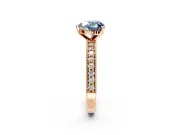 Milgrain Pave Engagement Ring Setting for Fancy Blue Heart-Shaped Center with Accent Band and Prong Head in Rose Gold