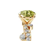 Solitaire Engagement Ring Setting for Fancy Yellow Round Cut Center with Bar-Station Pave Twist and Prong Head in Yellow Gold