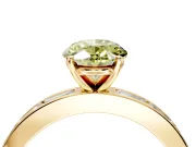 Solitaire Engagement Ring Setting for Fancy Yellow Oval Center with Channel Baguette Band and Prong Head in Yellow Gold