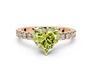 Solitaire Engagement Ring Setting for Fancy Yellow Heart-Shaped Center with Fine Pave Band and Claw Prong Head in Rose Gold