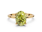 Minimalist Solitaire Engagement Ring Setting for Fancy Yellow Oval Center with Thin Band and Prong Head in Yellow Gold