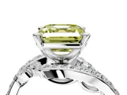 Solitaire Engagement Ring Setting for Fancy Yellow Asscher Cut Center with Pave Bypass Twist Band and Prong Head in Sterling Silver
