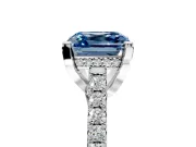 Solitaire Engagement Ring Setting for Fancy Blue Asscher Cut Center with Widening Pave Band and Claw Prong Head in Platinum