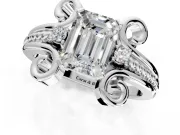 Solitaire Engagement Ring Setting for Emerald Cut Center with Twisted Band and Scroll Prong Head in Platinum