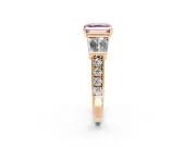 Channel-Set Engagement Ring Setting for Fancy Pink Asscher Cut Center with Baguette Band and Prong Head in Rose Gold