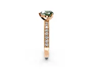 Milgrain Pave Engagement Ring Setting for Fancy Green Heart-Shaped Center with Accent Band and Prong Head in Rose Gold