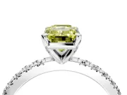 Solitaire Engagement Ring Setting for Fancy Yellow Emerald Cut Center with Fine Pave Band and Claw Prong Head in Sterling Silver