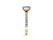 Solitaire Engagement Ring Setting for Fancy Blue Radiant Cut Center with Band of Accents and Prong Head in Yellow Gold