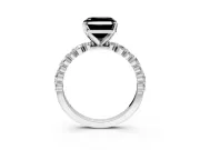 Solitaire Engagement Ring Setting for Fancy Black Asscher Cut Center with Alternating Size Accents and Prong Head in Platinum