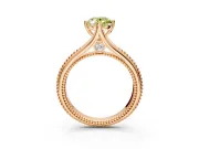 Solitaire Engagement Ring Setting for Fancy Yellow Oval Center with Milgrain Cathedral Band and Prong Head in Rose Gold
