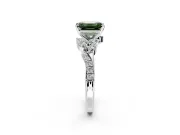 Solitaire Engagement Ring Setting for Fancy Green Emerald Cut Center with Marquise Accent Twist Band and Prong Head in Platinum