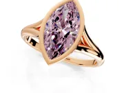 Solitaire Engagement Ring Setting for Fancy Pink Marquise Center with V Split Shank and Bezel Head in Rose Gold