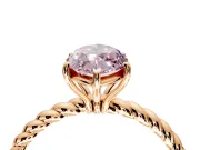 Solitaire Engagement Ring Setting for Fancy Pink Marquise Center with Plain Twisted Rope Band and Prong Head in Rose Gold
