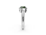 Halo Engagement Ring Setting for Fancy Green Cushion Cut Center with Tapered Plain Band and Prong Head in White Gold