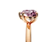Low-Set Solitaire Engagement Ring Setting for Fancy Pink Heart-Shaped Center with Thin Plain Band and Prong Head in Rose Gold