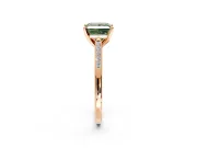 Solitaire Engagement Ring Setting for Fancy Green Princess Cut Center with Channel Accents and Prong Head in Rose Gold