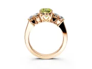 5 Stone Engagement Ring Setting for Fancy Yellow Cushion Cut Center with Equal Close-Set Accents and Prong Head in Rose Gold