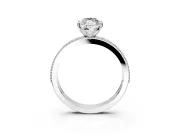 Milgrain Pave Engagement Ring Setting for Marquise Center with Accent Band and Prong Head in Platinum